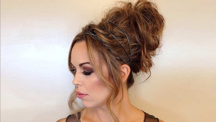 Messy Rolled Up Bun With Mini Bouffant
